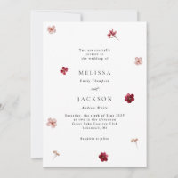 Rosa Vermelho e Creme Presos, Convite para Casamen