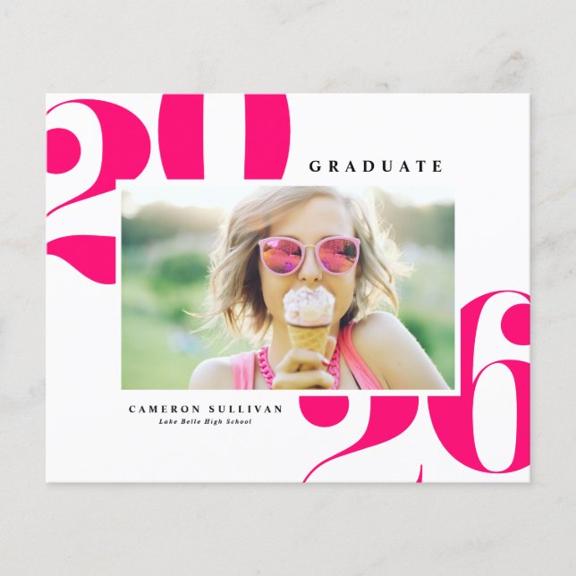 Rosa Vibrante 2025 Tipografia Negrito Foto Graduaç (Frente)