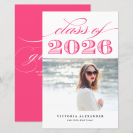 Rosa Vibrante Vintage Turma de 2025 Foto Graduação