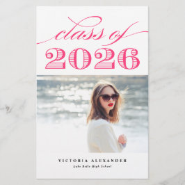 Rosa Vibrante Vintage Turma de 2025 Foto Graduação