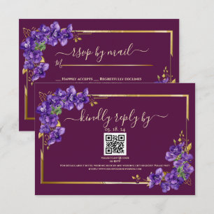 Rosa Violeta Elegante Moldura Dourada RSVP Borgonh