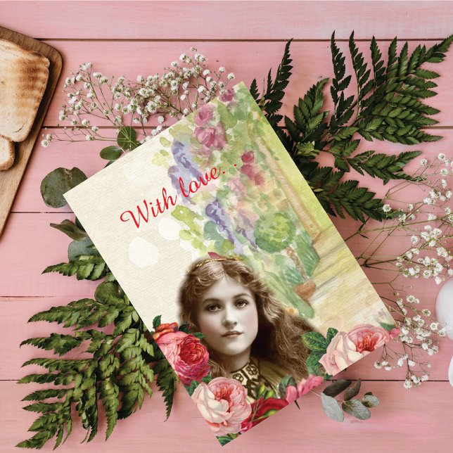 Rosa vitoriano de couve com cartão de saudação flo (Criador carregado)