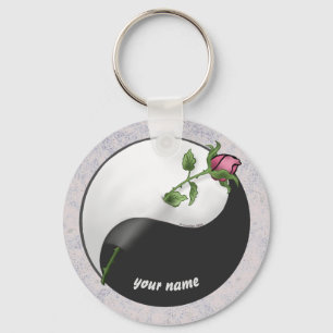 Rosa Yin Yang Wedding chaveiro