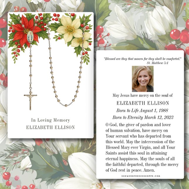 Rosary Funeral Memorial Prayer Poinsettias (Criador carregado)