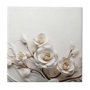 Rosas 3D Brancas Elegantes