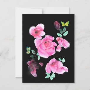 Rosas à noite sob cartão postal de rua