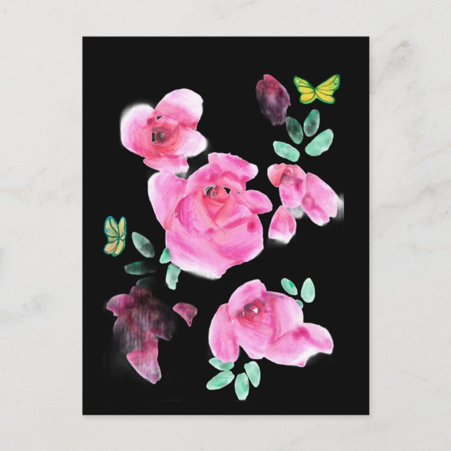 Rosas à noite sob cartão postal de rua (Frente)