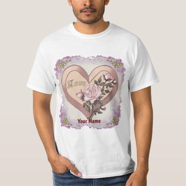 Rosas Amar Camisetas do Coração (Frente)