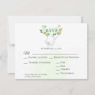 *~* Rosas Amarelas Segurando Mãos RSVP de Casament