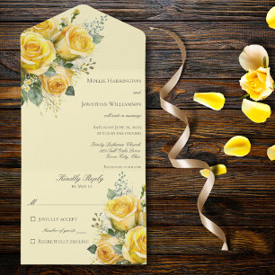 Rosas Amarelas Todas em Um Convite de casamento