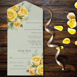 Rosas Amarelas Todas em Um Convite de casamento