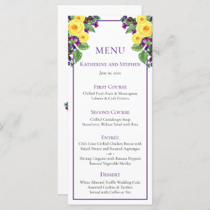 Rosas Amarelas Violets Boho Floral Wedch Menu