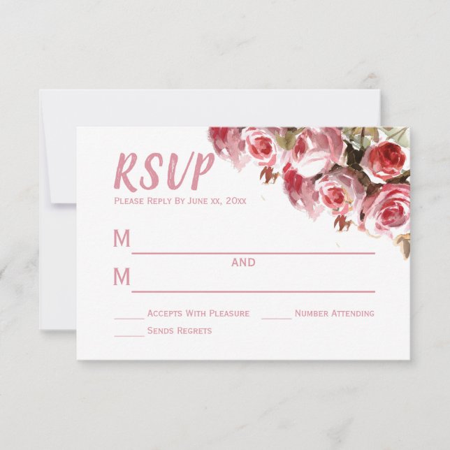 Rosas Antigos - Placa RSVP Casada de 3" x 5" (Frente)