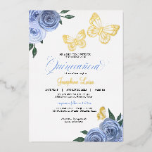 Rosas Azuis de Borboleta Quinceanera Real