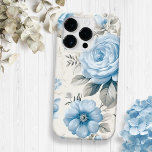 Rosas Azuis de Pastel Leve Artística<br><div class="desc">Este delicado design artístico apresenta rosas azuis poeirentos pálidos, flores silvestres e flores de hydrangea com folhagem pastel leve sobre fundo de casca de ovo.</div>