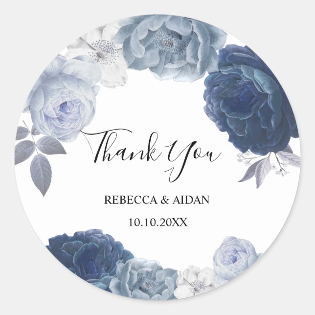 Rosas Azuis Dusty Agradeço-Lhe O Adesivo Clássico  (Frente)