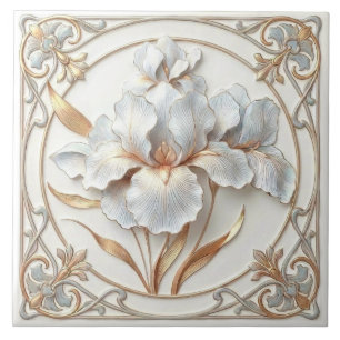 Rosas Azuis Elegantes em Ouro Estilizado Lírios