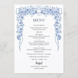 Rosas Azuis Elegantes em Pó Arco de Casamento Menu