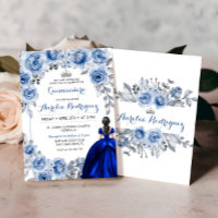 Rosas Azuis Quinceanera Convite Quinceanera Cartão