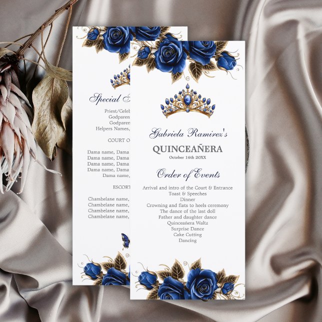 Rosas Azul Marinho Tiara Dourada Programa Quinceañ (Criador carregado)