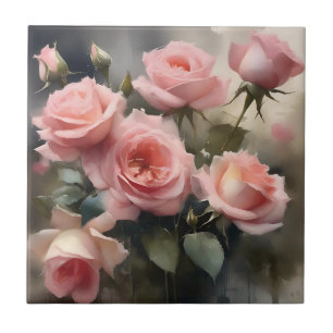 Rosas bonitas cor-de-rosa claro pintura em aquarel