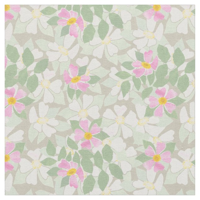 Rosas bonito de Cachorro Branco Rosa no Tecido de  (Detalhe)