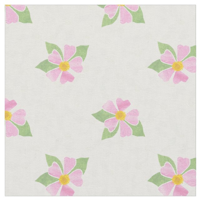 Rosas bonito de Cachorro Rosa no Tecido Branco Tex (Detalhe)