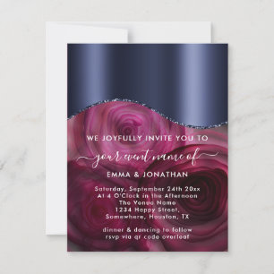 Rosas Borda Bordo QR Código Marsala Marinho Azul