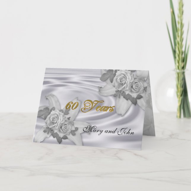 rosas brancas convites de festas do 60º aniversári (Frente)