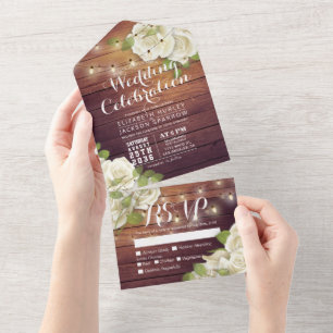 Rosas brancas Cordas Luzes Rústicas Casamento de M