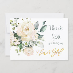 Rosas brancas de aquarela Cartões de agradecimento