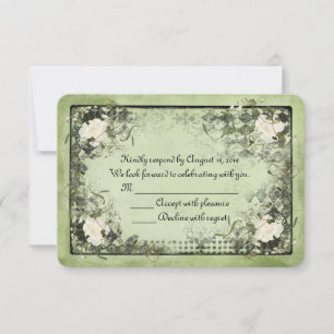 rosas brancas em verde com moldura preta RSVP
