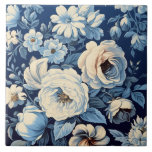 Rosas Brancas no Fundo Azul Indigo<br><div class="desc">Antigas rosas brancas e margaridas em um rico fundo azul-indigo.</div>