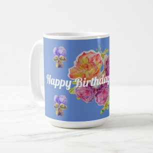 Rosas chique azuis Rosa e violetas caneca floral