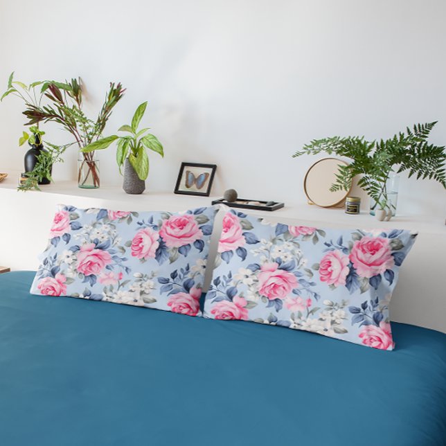 rosas cor-de-chique e flores brancas (Criador carregado)