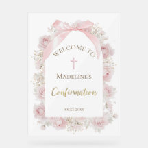 rosas cor-de-rosa aquarela Confirmação