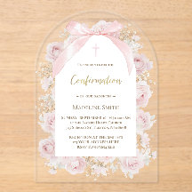 rosas cor-de-rosa aquarela Confirmação
