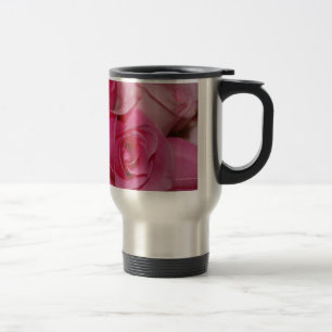 Rosas cor-de-rosa - caneca de viagem
