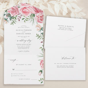 Rosas cor-de-rosa, cor-de-água, casamento elegante