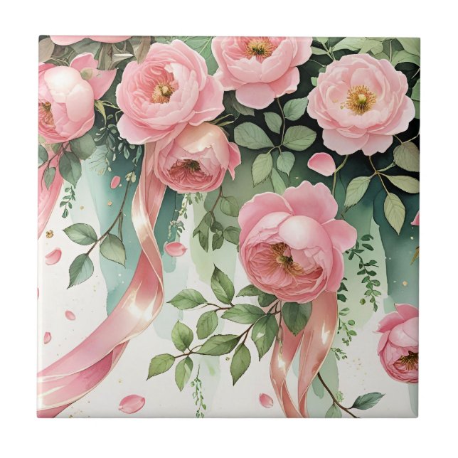 Rosas Cor-de-Rosa e Fitas (Frente)