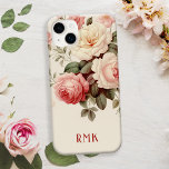 Rosas cor-de-rosa e pincel elegantes com monograma<br><div class="desc">Elegante rosas de cor de água artística cor-de-rosa e cor-de-rosa em fundo com campo de texto para seu nome ou monograma.</div>