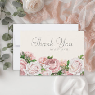 Rosas Cor-de-Rosa Elegantes em Creme Agradecimento