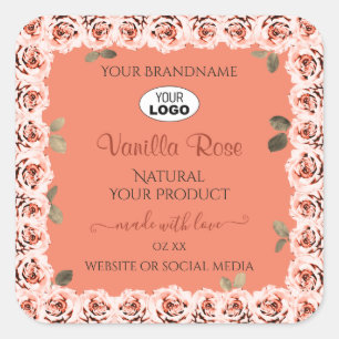 Rosas cor-de-rosa Etiquetas de produto Logotipo de