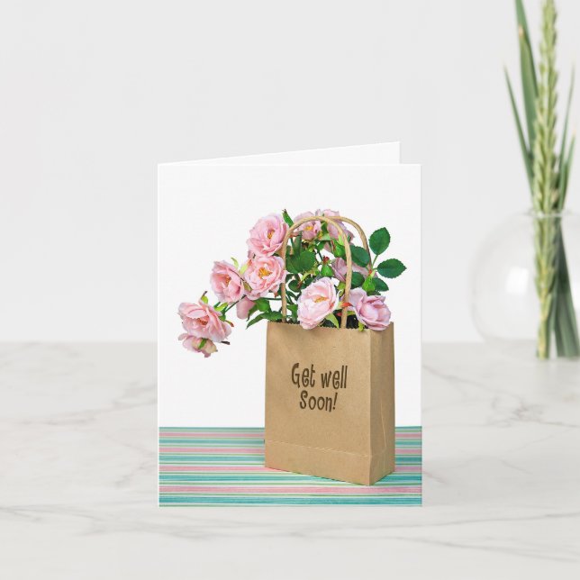 Rosas cor-de-rosa para cartão de Melhoras (Frente)