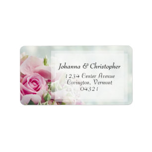 Rosas cor-de-rosa que Wedding a etiqueta de