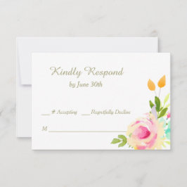 Rosas cor-de-rosa sobre Casamento Branco RSVP