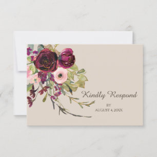 Rosas cor-de-rosa vermelhos que Wedding RSVP