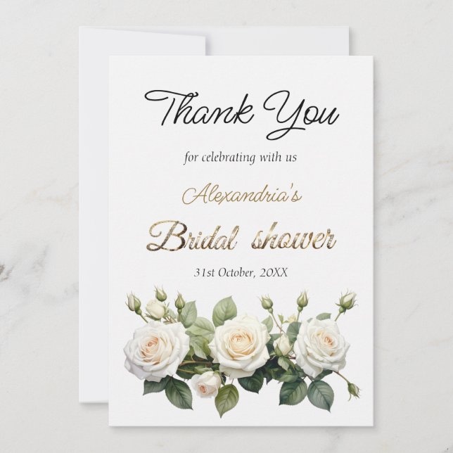 Rosas de agradecimento personalizadas para chá de  (Frente)