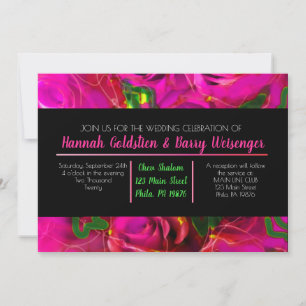 ROSAS DE ÁGUA PINK NEON Convite para Casamento