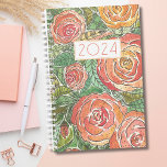 Rosas de Aquarela 2024 Planejador Mensal<br><div class="desc">Mantenha-se organizado em estilo com nosso Planejador Mensal de Rosas de Aquarela não datados de 2024. Este planejador apresenta um belo fundo de rosa de aquarela em pinks macios e corais, adicionando um toque elegante e artístico ao seu planejamento diário. O cobrir apresenta um "2024" centralizado, ousado e moderno, que...</div>